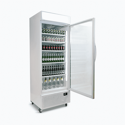 alt="Bromic GM0690LW - White 659L Upright Display Fridge with Lightbox"