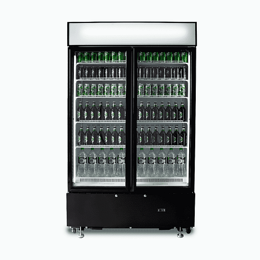 Bromic GM0900LBECO Upright Display Fridge - 885L, 2 Doors, Flat Glass, Black