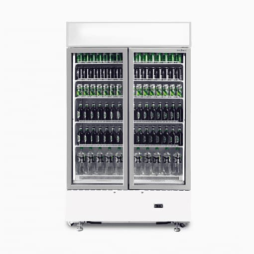 Bromic GM1000LWECO 2-Door 960L Display Chiller - White, Energy Efficient