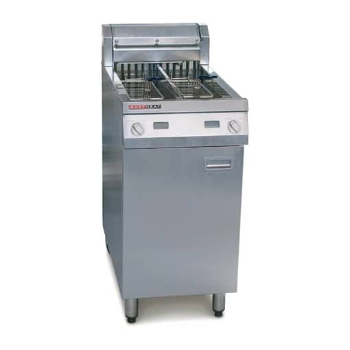 Austheat AF822 Double Pan Two Basket Floor Model Electric Fryer - 3 Phase, 14.1kW