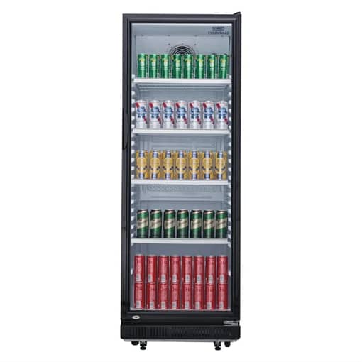 Commercial Upright Display Fridge Black 346Ltr with Adjustable Shelves