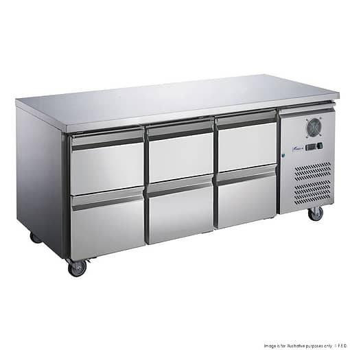 FED-X XUB7C18S3D Six-Door Bench Fridge with Drawers - Commercial Use
