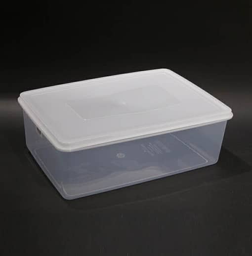 alt="Kitchen Knock 014678 Food Storage Box 6.5L – Clear with White Lid"