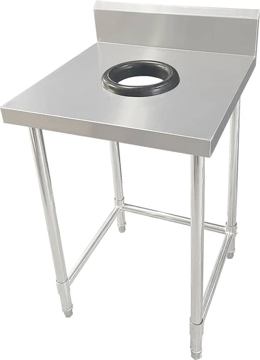 Kitchen Knock Stainless Steel Bench with Integrated Bin Hole