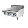 CookRite AT80G9G-C-LPG 900mm 3-burner gas griddle, 75MJ/h, 16mm plate, stainless steel – front view, Australia