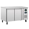 Polar G599-A U-Series double door counter freezer 282L, 1360×700×860mm, 750W R290 stainless steel – three-quarter view, Australia