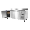 Polar UA065-A triple door counter fridge with 417L capacity, 1795mm, 350W electric, stainless steel – front view, Australia