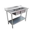 FED 1500-6-DSBR stainless steel double right-hand sink bench 1500×600×900 mm with splashback – front view Australia