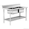 FED DSB7-1200C/A double centre sink bench with pot undershelf, 1200×700×900 mm, stainless steel, Australia