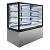 Anvil NDSV4740 4 tier cake display fridge, 480L, 1200mm wide, LED lighting, black stainless steel – front view, Australia