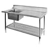 FED SSBD7-1500L/A Stainless Steel Left Inlet Dishwasher Bench with 450x450mm Sink
