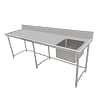 Kitchen Knock 631574 single sink right hand bench 2100×700×900 mm with 150 mm splashback and leg brace – stainless steel front view, Australia