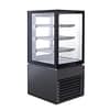 Anvil NDSV4720 4 tier cake display fridge, 190L, 600mm wide, LED lighting, black stainless steel – front view, Australia