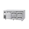 Turbo Air KUR18-2D-4-N undercounter fridge 4 drawers 1 door, 538L, 1800×700×855mm, R290 – commercial kitchen fridge, Australia