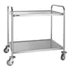 Vogue F998 2 tier stainless steel clearing trolley, 860×535×940 mm, non‑powered, stainless steel – three‑quarter view, Australia