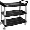 FED JD-UC340-1 polypropylene utility trolley, 3 shelf kitchen cart, 1280x500x960mm, 100kg capacity – Australia