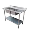Modular Systems 1800-7-DSBL double sink bench, 1800mm wide, stainless steel, left handed – front view, Australia