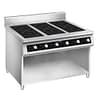 Electmax EIC7-1200P induction 6-burner cooker with splashback, 1200mm width, 30kW, stainless steel – front view, Australia
