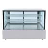 Bonvue SSU150-2XB black trim square glass cake display, 1500×700×1100 mm, 2 shelves, 2–8°C, 740W, triple-glazed – three-quarter view, Australia