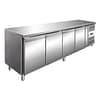 Thermaster GN4100TN tropicalised 4 door gastronorm bench fridge, 2230mm, fan-forced cooling, stainless steel – front view, Australia