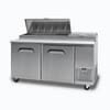 Bromic PP1700 Pizza Prep Counter with 2 Solid Doors, 9 GN 1/3” Pans, and 480mm Removable Cutting Board