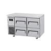 Turbo Air KUF12-2D-4(HC) 4-drawer undercounter freezer, 1200mm, stainless steel, R290 refrigerant – front view, Australia