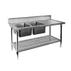 FED Double Left Sink Bench with Pot Undershelf DSB7-2400L/A