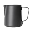 Olympia CM606 black non-stick milk frothing jug 340ml stainless steel – barista latte art jug front view, Australia