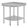 Vogue CB907 stainless steel corner table 600mm with galvanised undershelf and splashback – Australia
