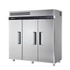 Turbo Air KF65-3(HC) upright freezer 1876L stainless steel, 3 solid doors, digital controls, R290 refrigerant – front view, Australia