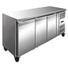 Thermaster FE3100BT stainless steel 3 door bench freezer, 1795mm, fan-forced cooling, auto defrost – front view, Australia