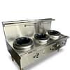 JASPER JA-3CB-L triple wok range with 270MJ chimney burners, ideal for Asian commercial kitchens using LPG