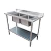 FED 1800-6-DSBC stainless steel double sink bench centre 1800×600×900 mm with splashback – front view Australia