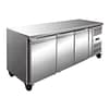 Thermaster GN3100TN tropicalised 3 door gastronorm bench fridge, 1795mm, fan-forced cooling, stainless steel – front view, Australia