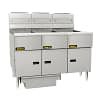 Anets FDAGG314R Goldenfry 3-bank gas fryer with filter drawer system, 1191×876×1172 mm, 387 MJ/h stainless steel – three-quarter view, USA-built, Australia