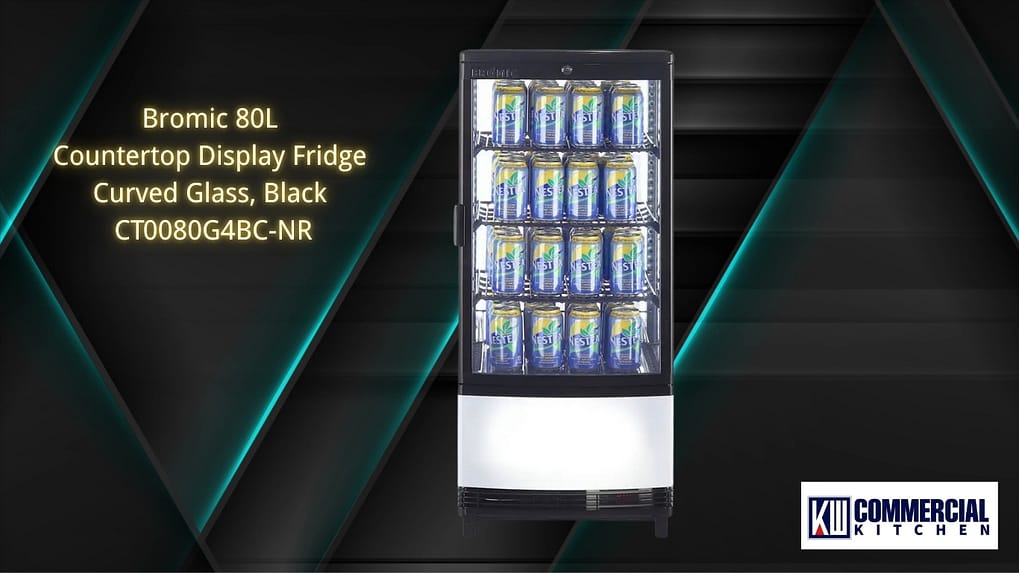 Bromic 80L Countertop Display Fridge – Curved Glass, Black CT0080G4BC-NR
