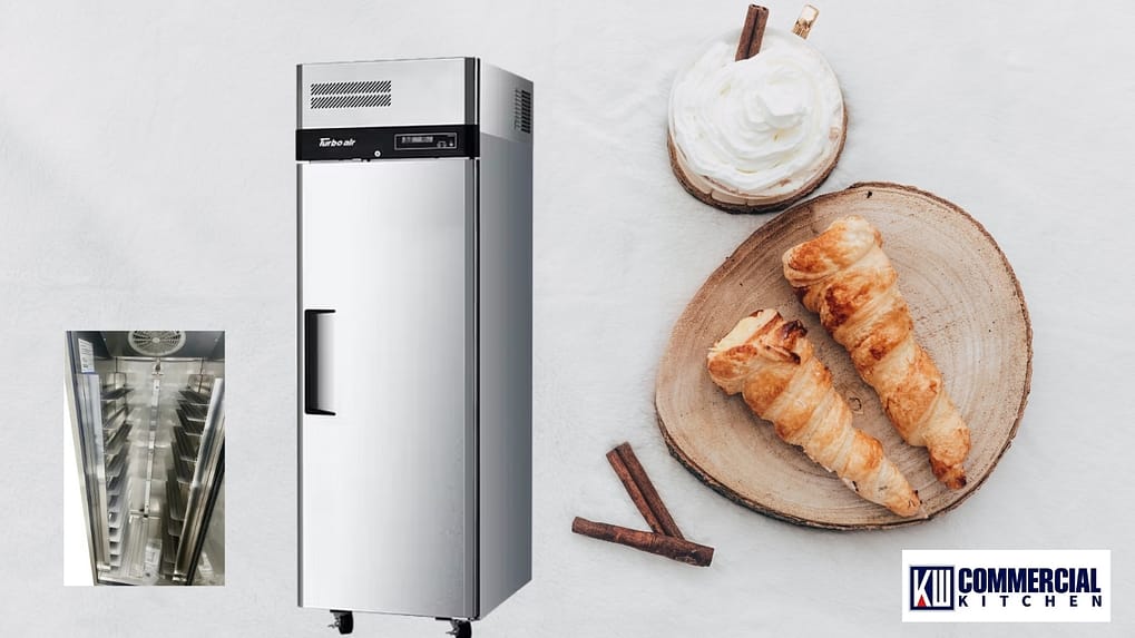 bakery display fridge with even deck temperatures and night cover in an Australian professional kitchen