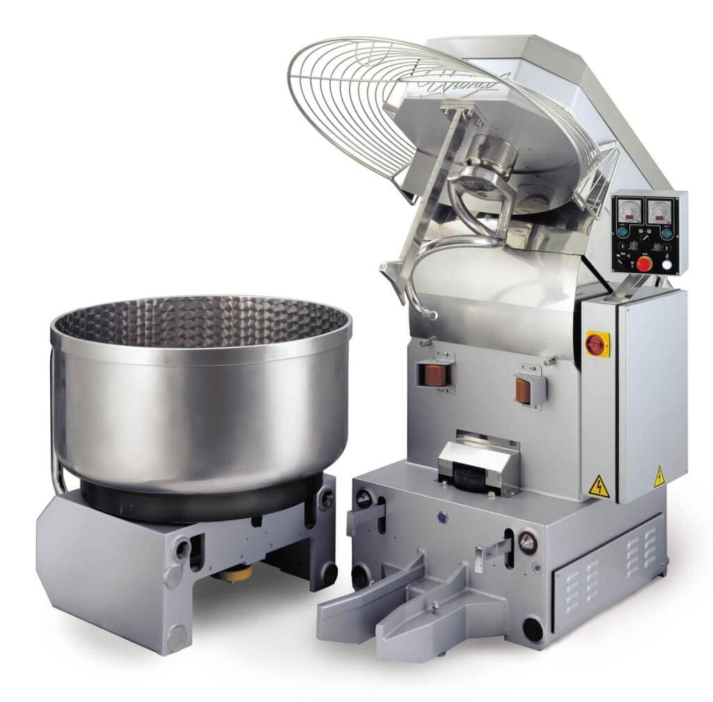 a machine with a large bowl
commercial mixer
commercial dough mixer
removable bowl spiral mixer
bakery mixer
pizza dough mixer