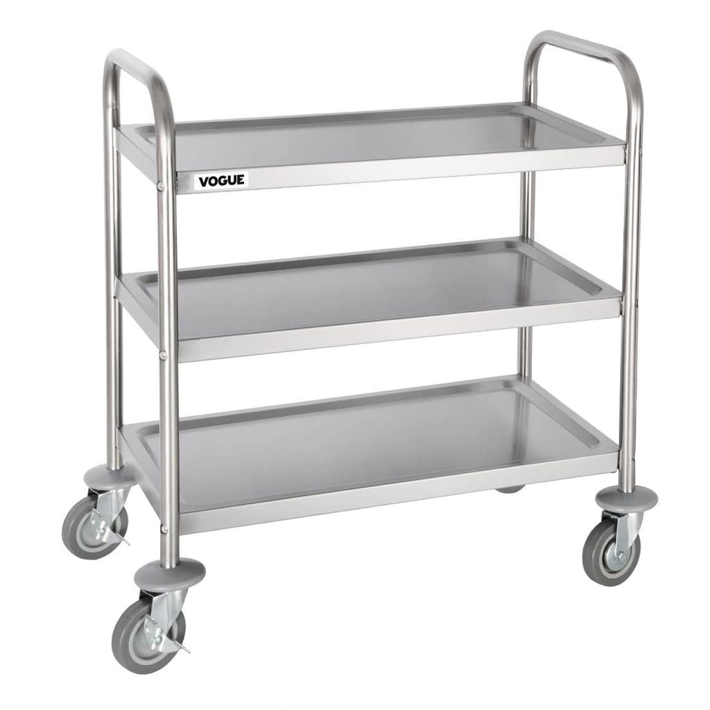 Vogue 3 Tier Flat Pack Trolley St/St - 825x710x405mm - Image 4