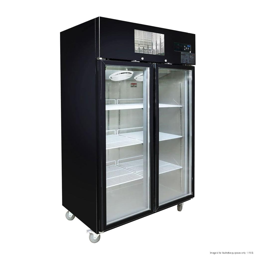 Thermaster SUFG1000B Double Glass Door Freezer – 1000L, Black Stainless Steel - Image 2