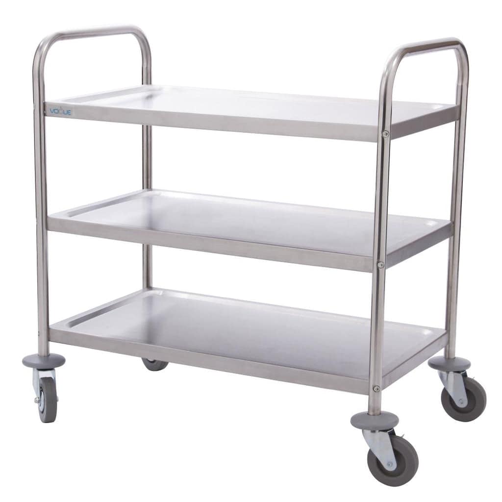 Vogue 3 Tier Flat Pack Trolley St/St - 825x710x405mm - Image 3