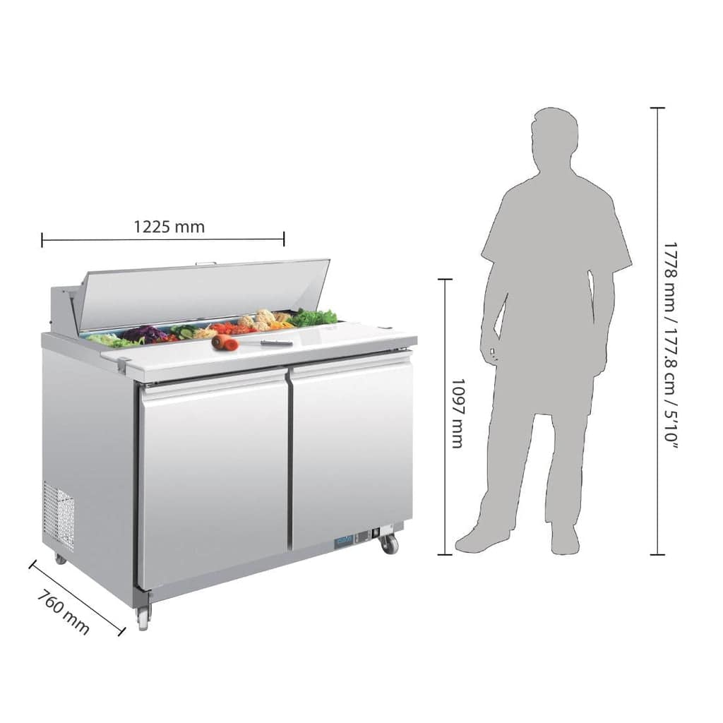 Polar U-Series Double Door Prep Counter Fridge 405Ltr - Image 2