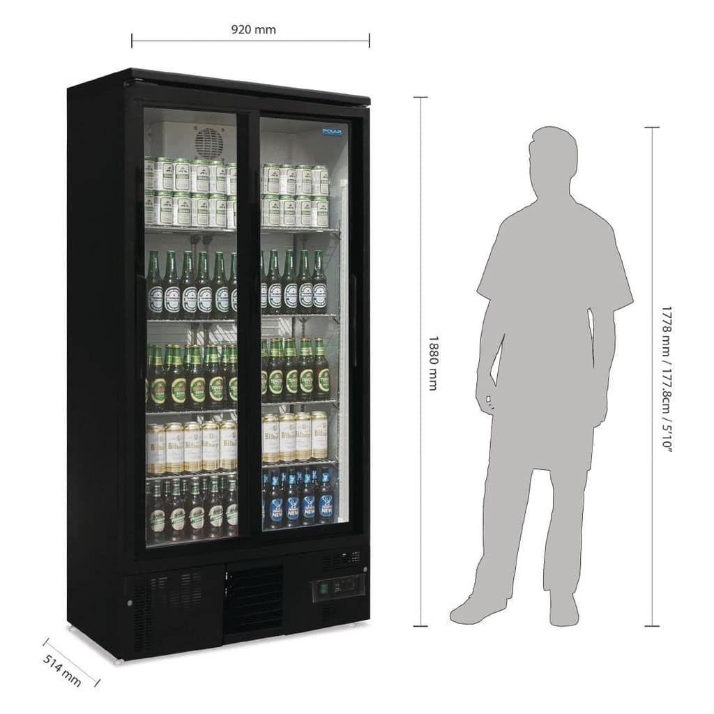 Polar GJ448-A Back Bar Display Fridge – 490L Sliding Doors | 2–8°C - Image 2