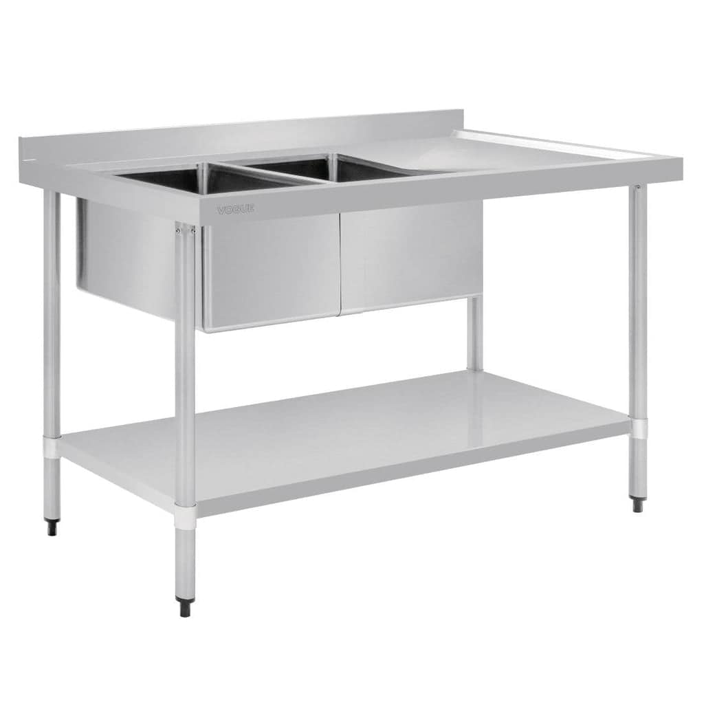 Vogue HC904 double bowl sink 1500mm stainless steel with right-hand drainer