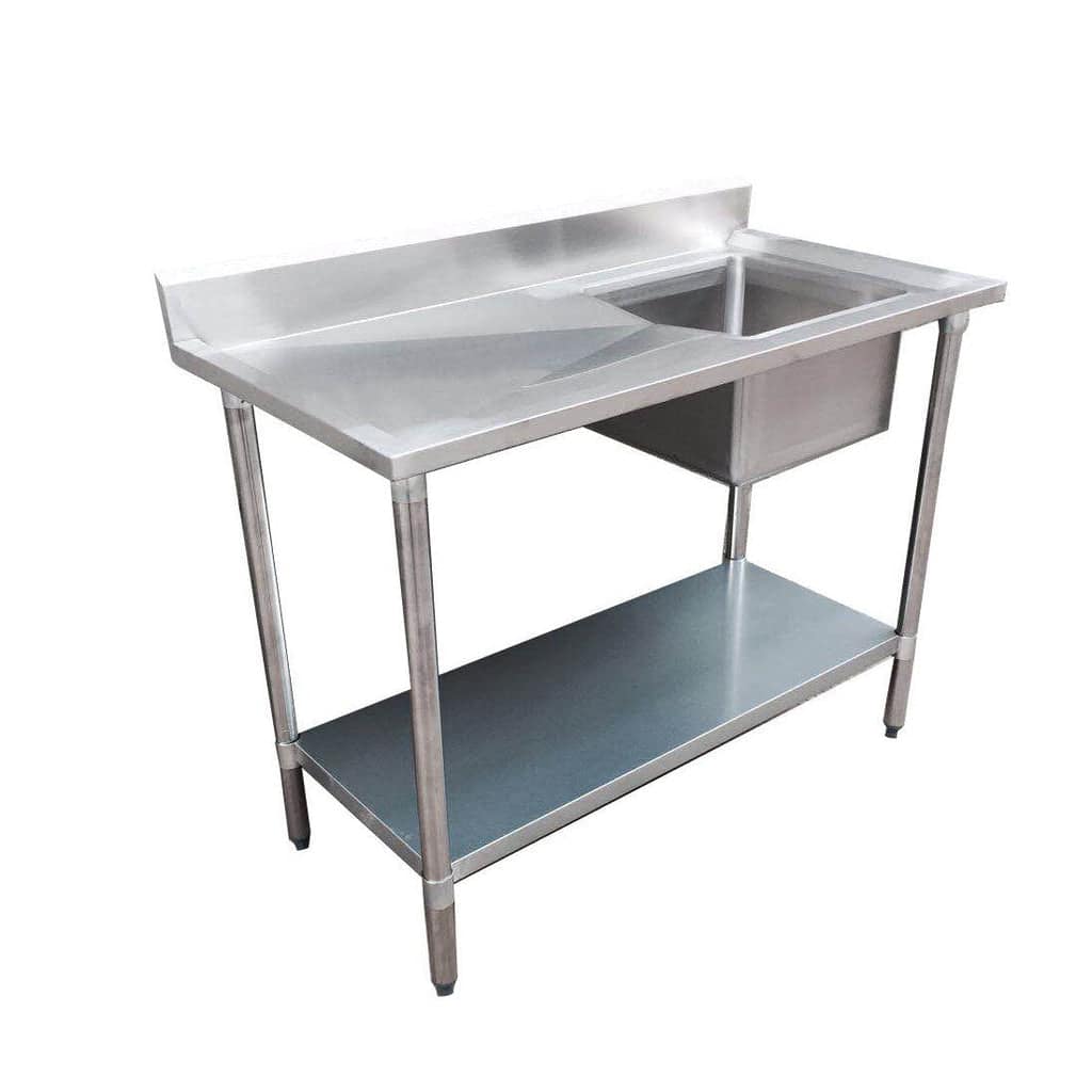 FED 1200-6-SSBR Single Sink Bench Right | 1200x600mm Stainless Steel - Image 2
