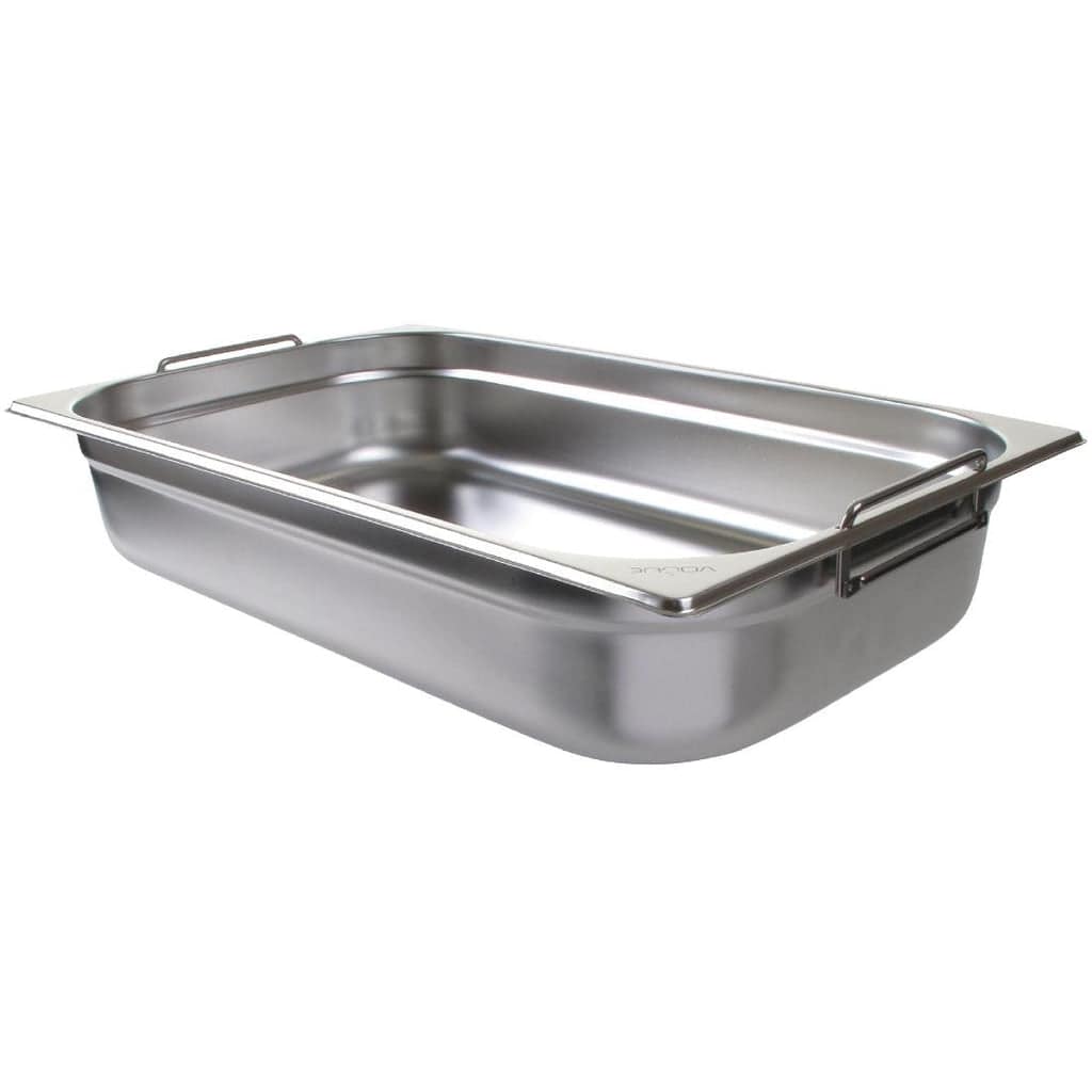 Vogue CB179-A GN Pan – 1/1 Stainless Steel with Handles, 100mm Deep - Image 2