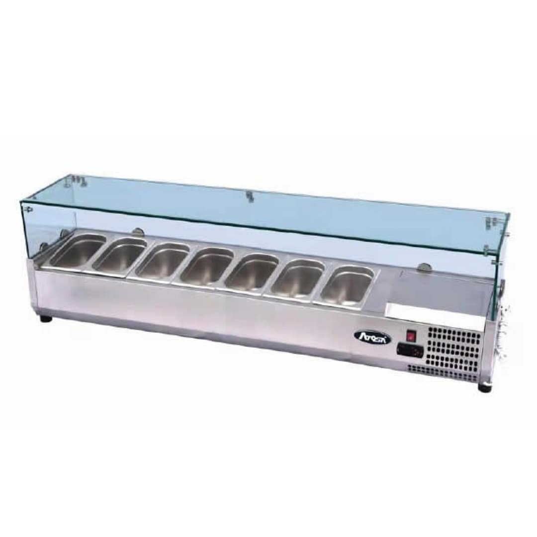 Atosa ESL3888 countertop salad bar, 1805×395×435mm, stainless steel, static cooling, GN compatible, Australia