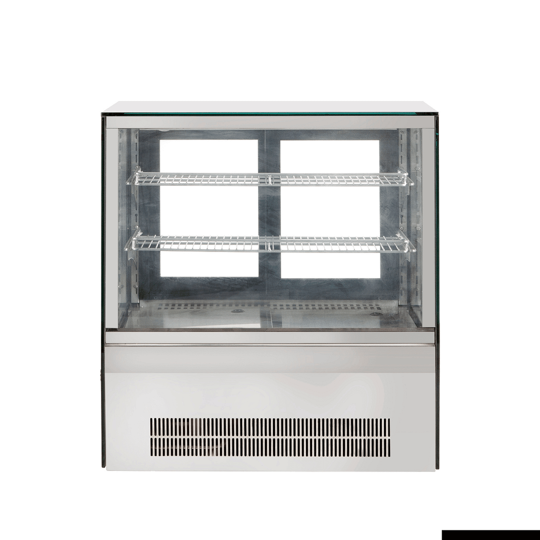 Bonvue GN-660RT countertop cold food display, square glass 660×530×730mm, stainless steel with 2–8°C cooling – front view, Australia