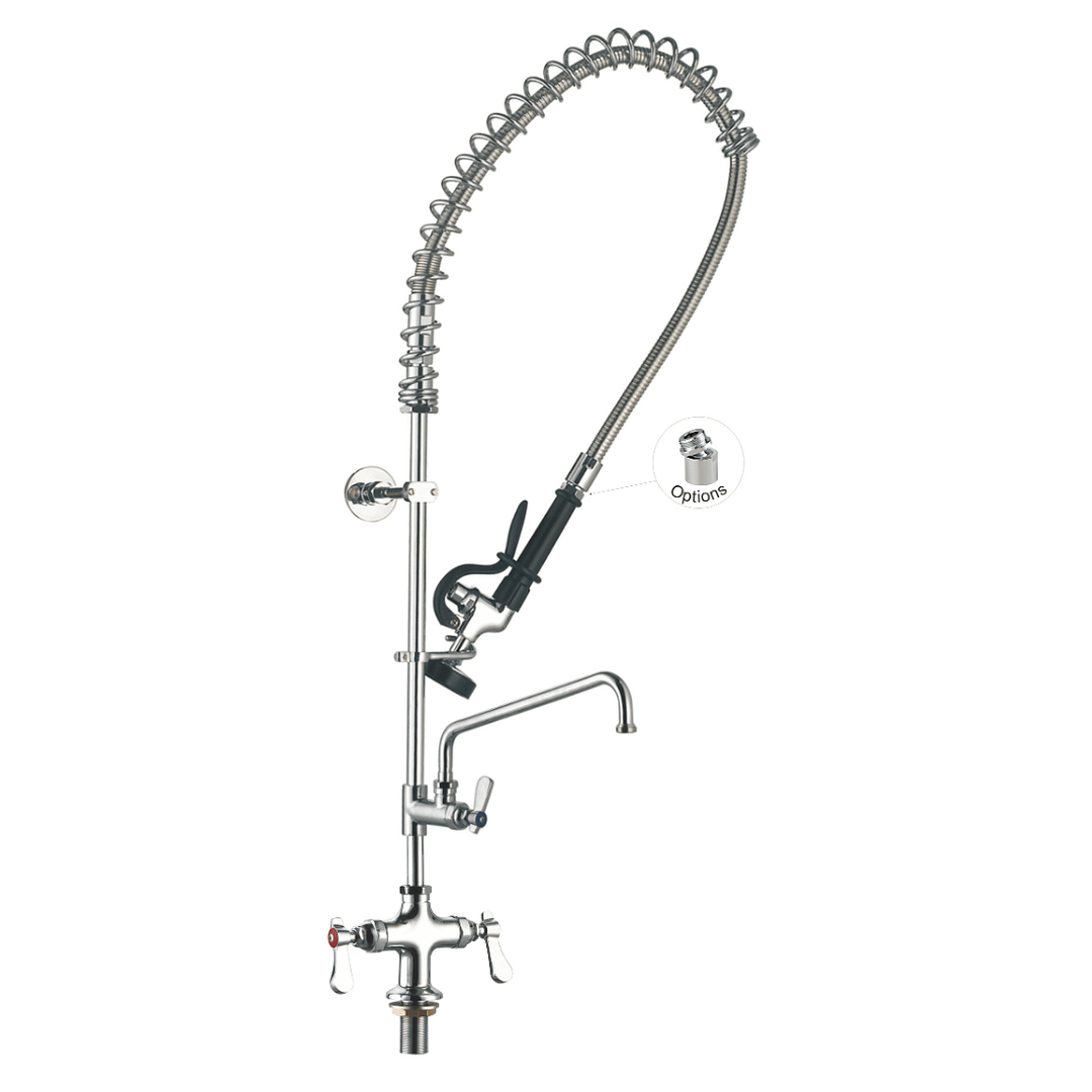 Sunmixer T98001-2 Pre-Rinse Unit with Add-On Faucet, 305mm Swing Nozzle, 1118mm Hose, Stainless Steel