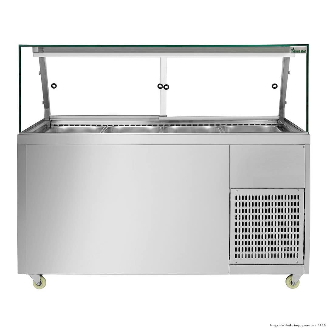 Thermaster PG150FA-XG Cold Salad & Noodle Bar – 600L, 4x1/1 GN, Glass Canopy - Image 2